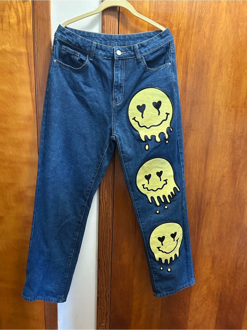 Denim Jeans with Yellow Smiley Patch
